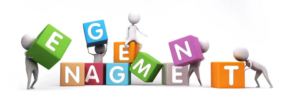 blocks being assembles to spell out "engagement"