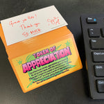 Tokens of Appreciation Cards stacked on desk