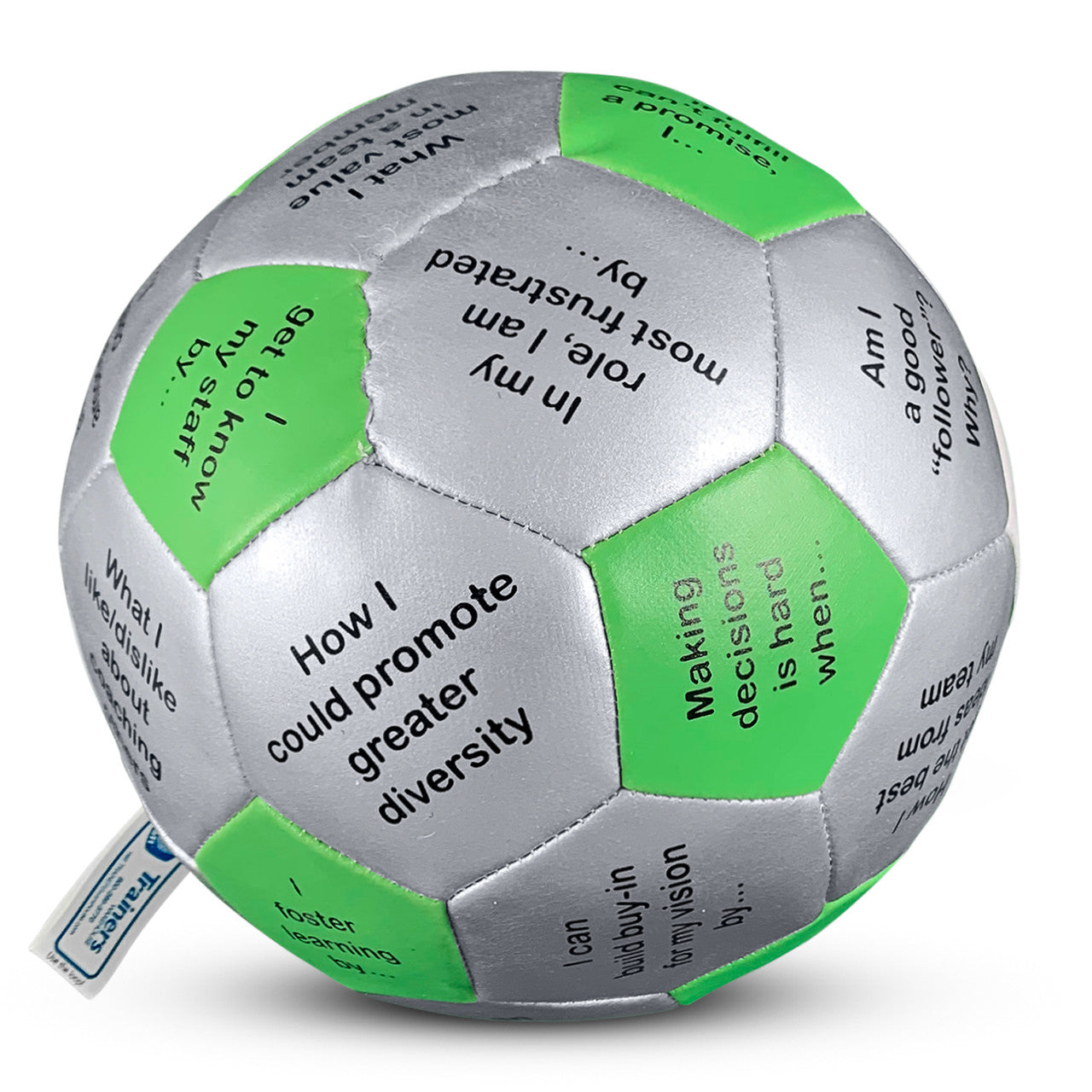 Soft toss Be a Leader Thumball used as a leadership development activity in workshops