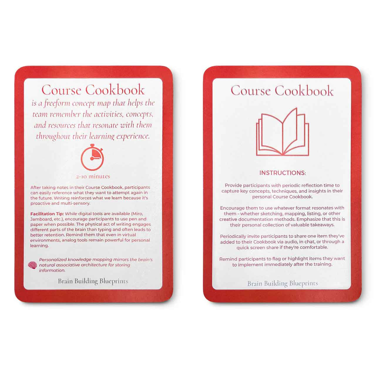 Brain Building Blueprint Cards - Sample Card - Course Cookbook Activity