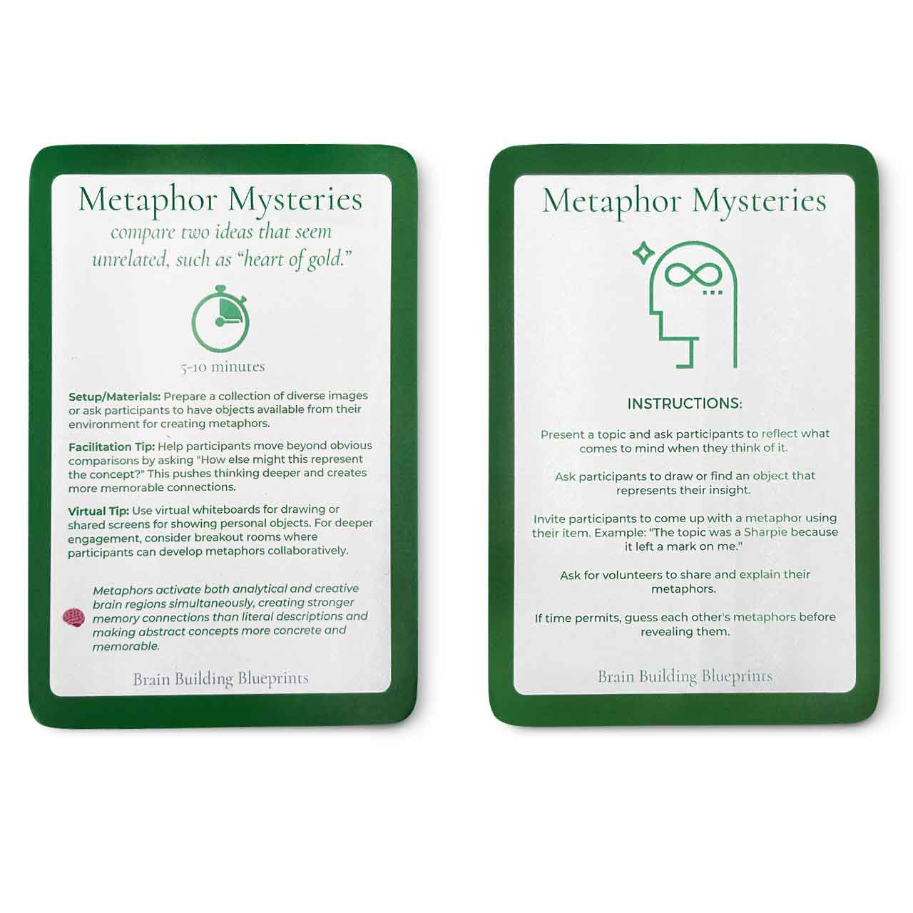 Brain Building Blueprint Cards - Sample Card - Metaphor Mysteries Activity