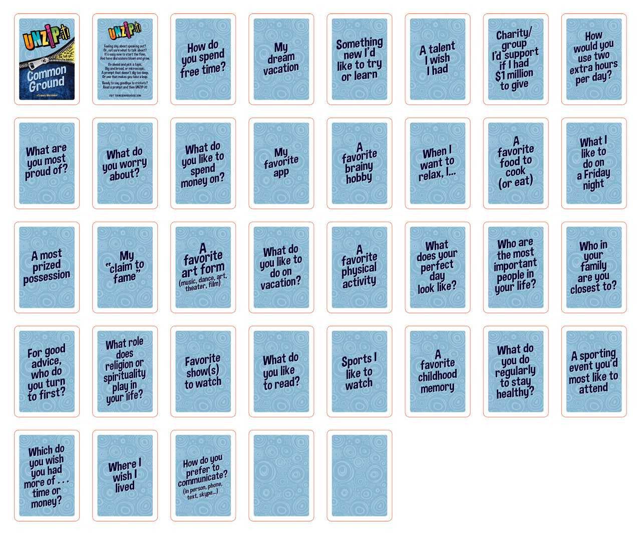 Common Ground Conversation Card Deck Prompts