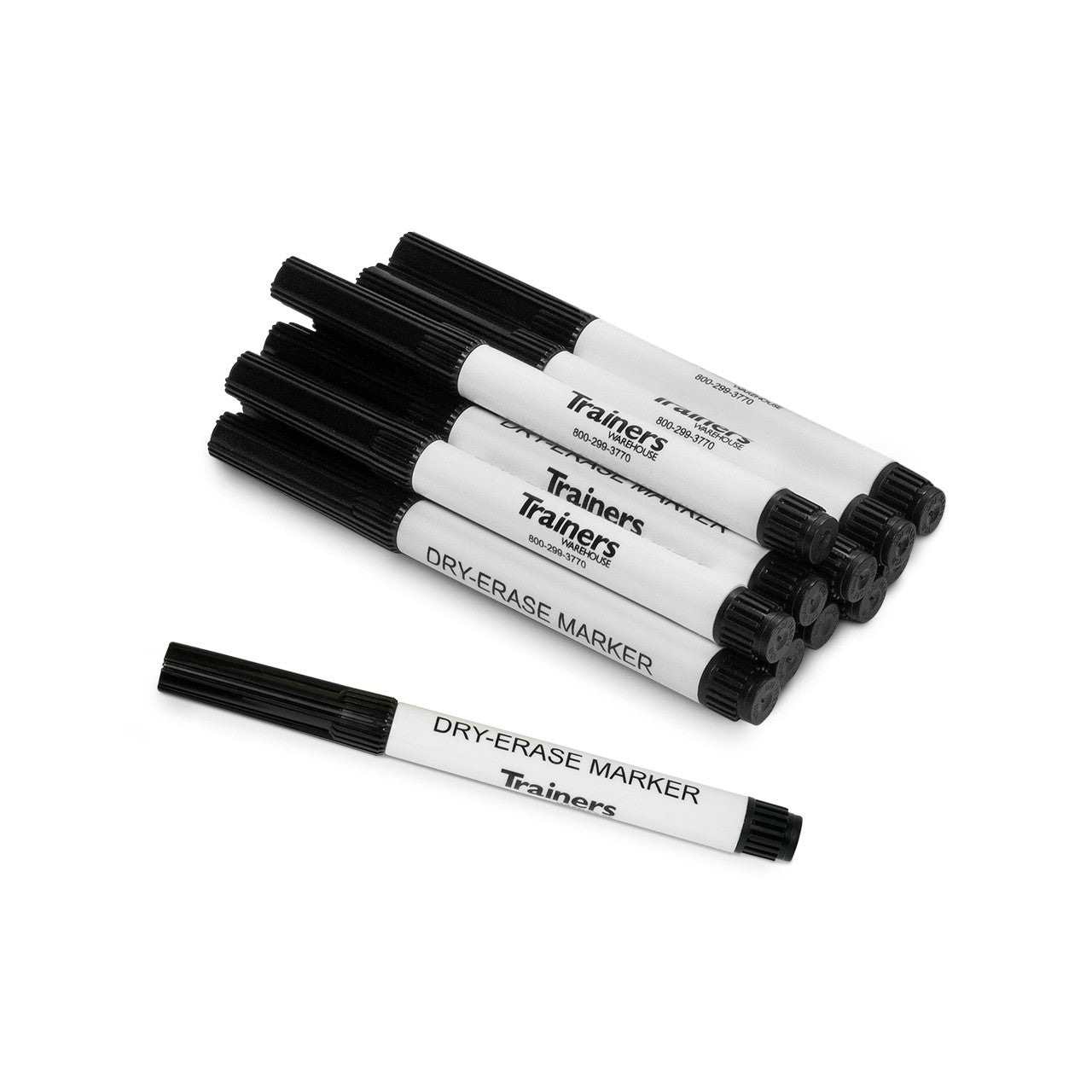 Black Dry Erase Whiteboard Markers; set of 12