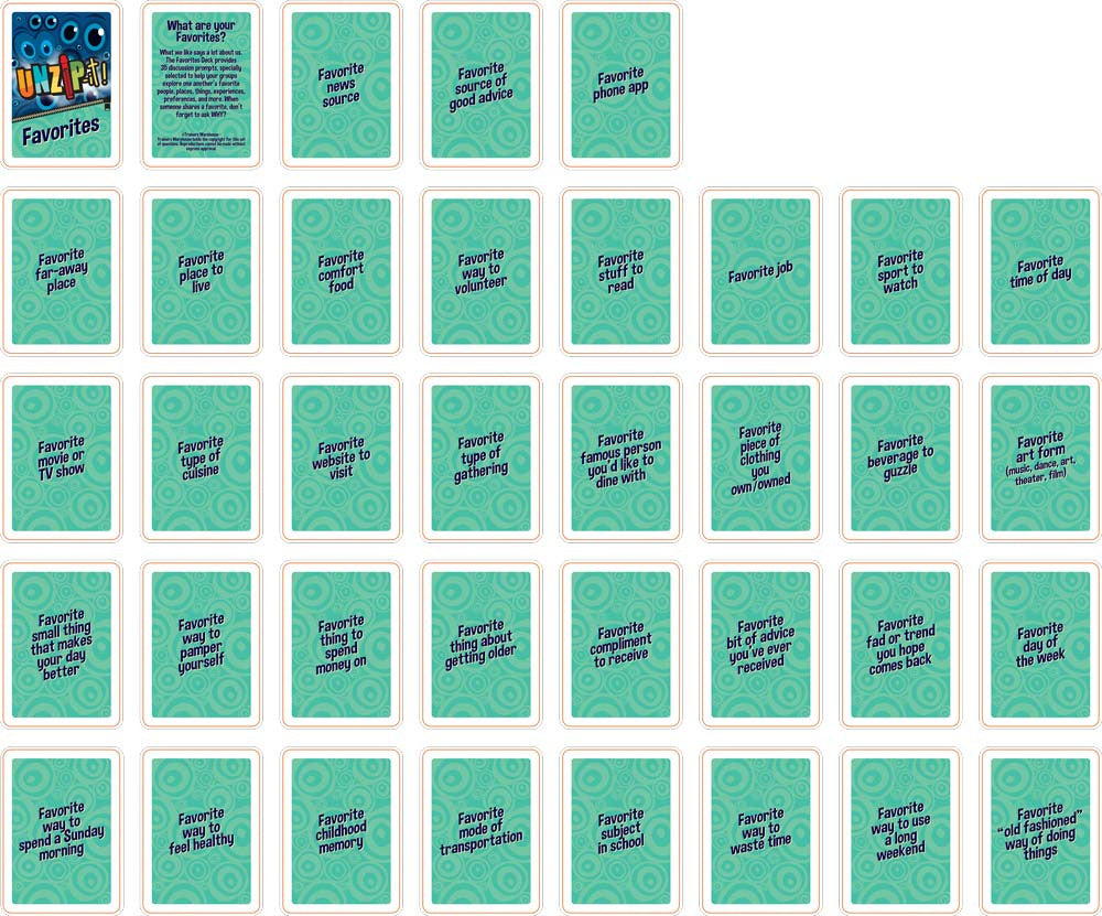 UNZIP-it! with Favorites Conversation Card Deck