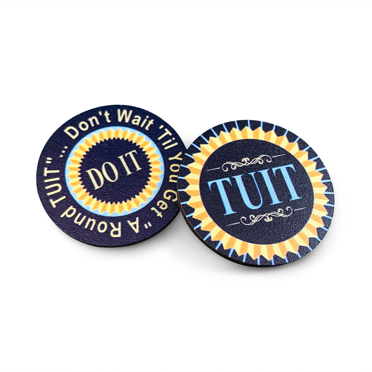 'Round TUIT Tokens, front and back