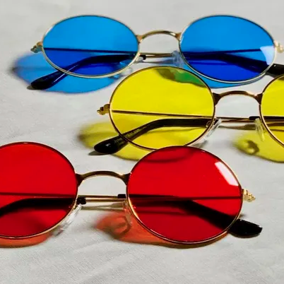 Power of Perception - 1 pair of red, yellow and blue eye glasses