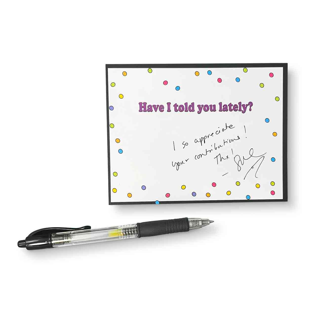 Raving Rhymes - back of card with pen in front (not included)