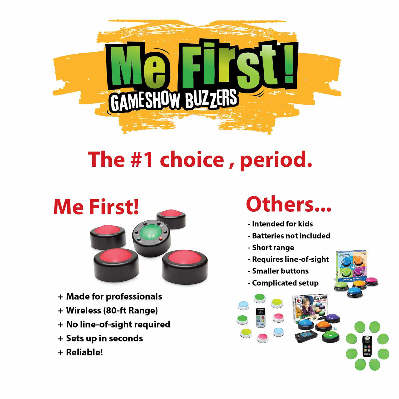Me First v.3 wireless Game Buzzers - compare to