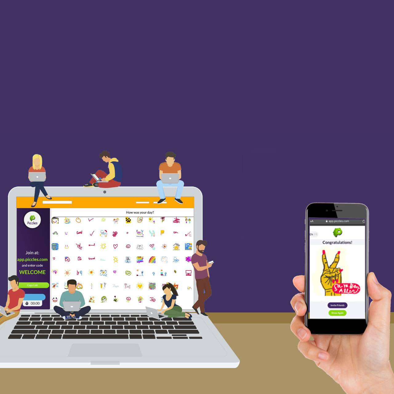 Piccles Drawing with Laptop