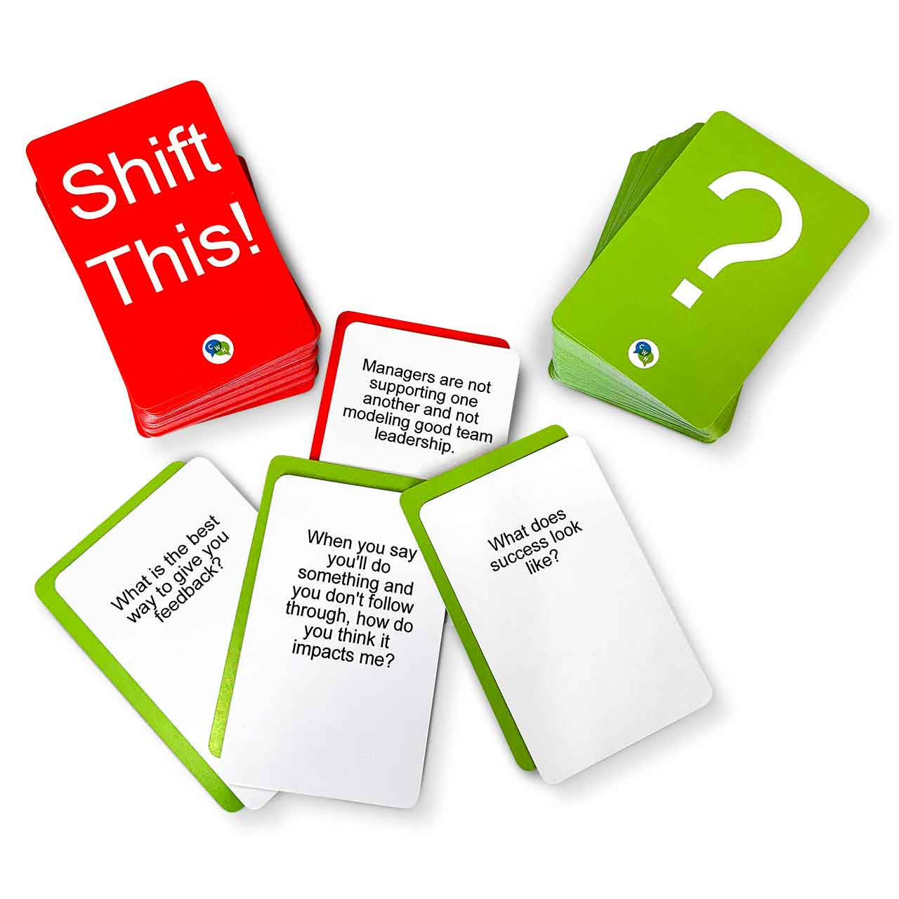 Shift This Card Deck Game - 1 Shift Card 3 Questions, plus stacks of cards