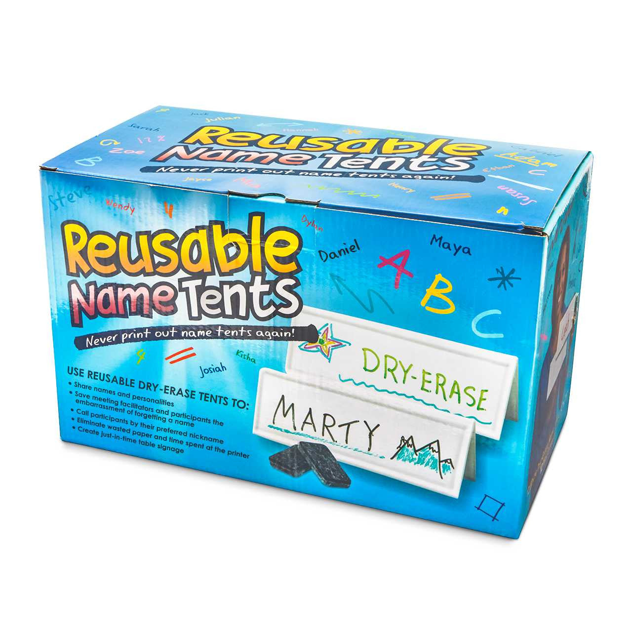 Reusable Dry-Erase Name Tents & Erasers in Box