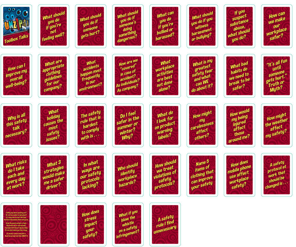 UNZiP-it! Remote w/ Toolbox Talks Prompts