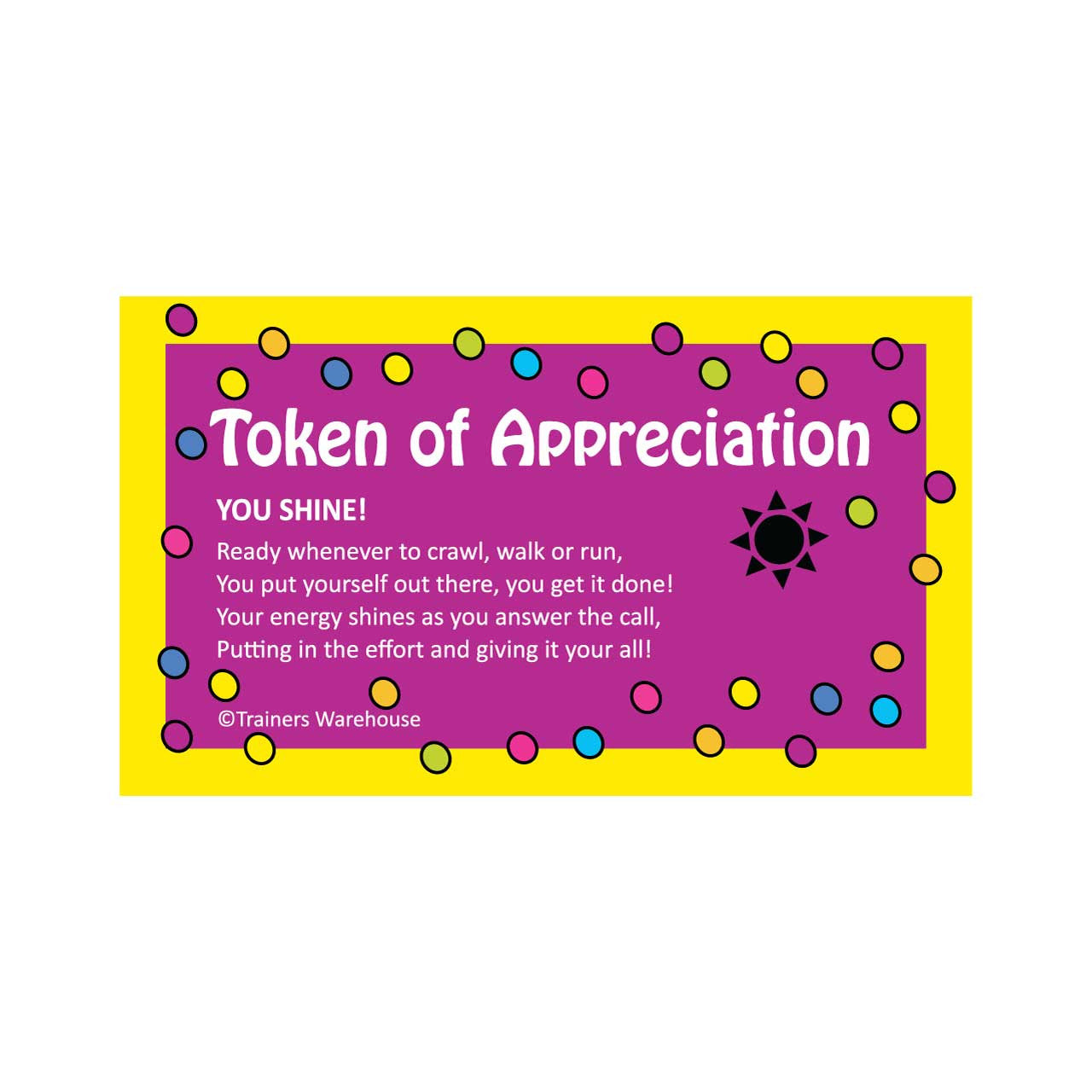 Token of Appreciation - sun card