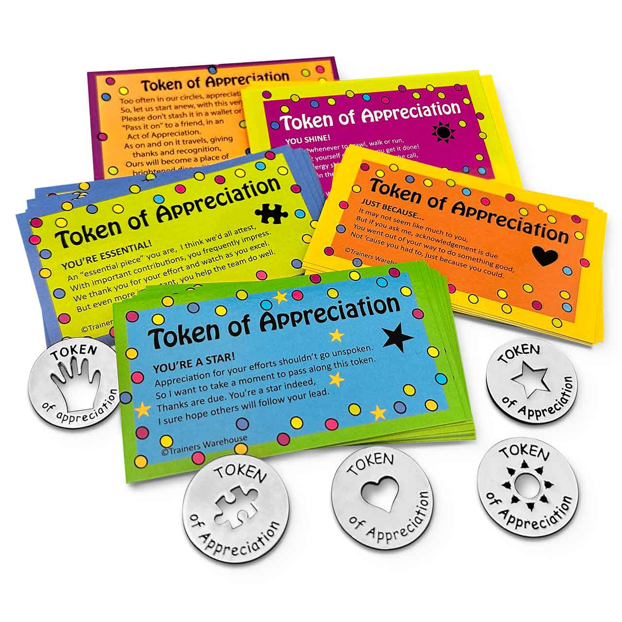 Token of Appreciation Super-Set - 5 different cards and 5 tokens