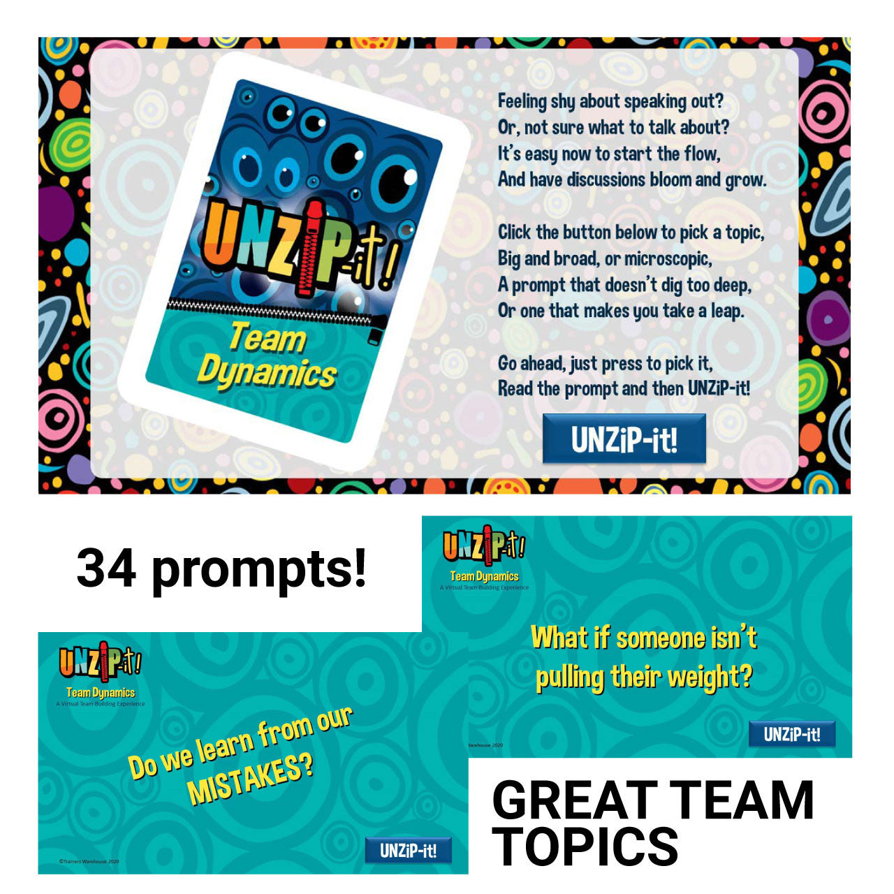 UNZiP-it! Remote w/ Team Dynamics Prompts