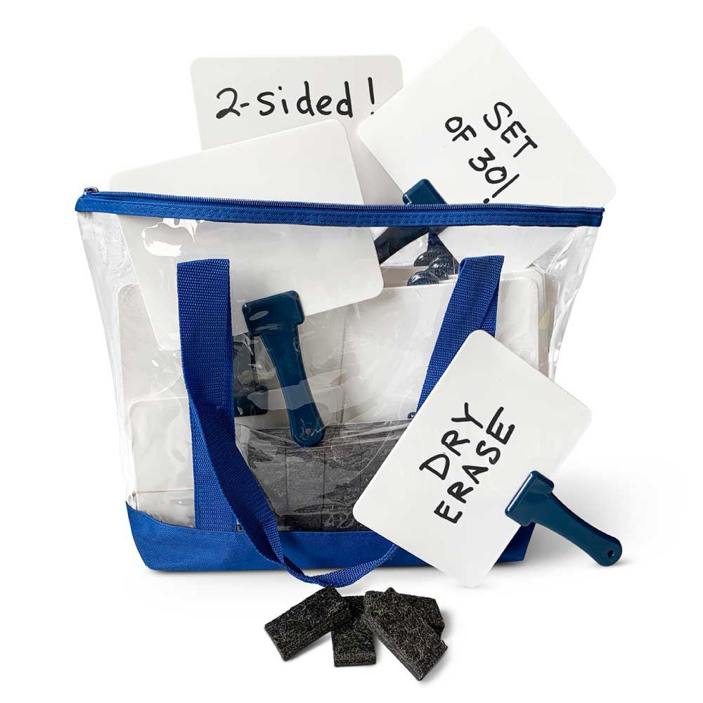 30 BLUE Quick Response Whiteboards w/ bag & erasers