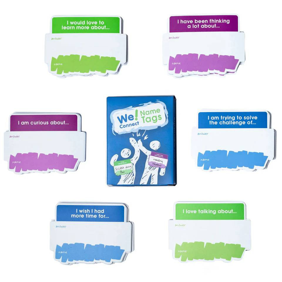 We Connect Sticker Nametags with prompts