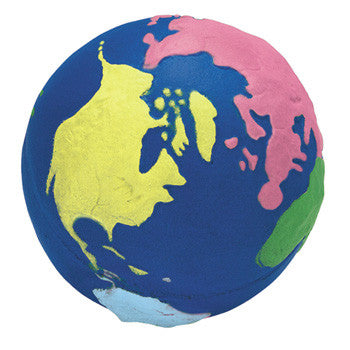 Foam Stress Ball with imprint of world; North America is yellow