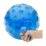 Beady Squeeze Ball - close up; with inset of hand squeezing the ball