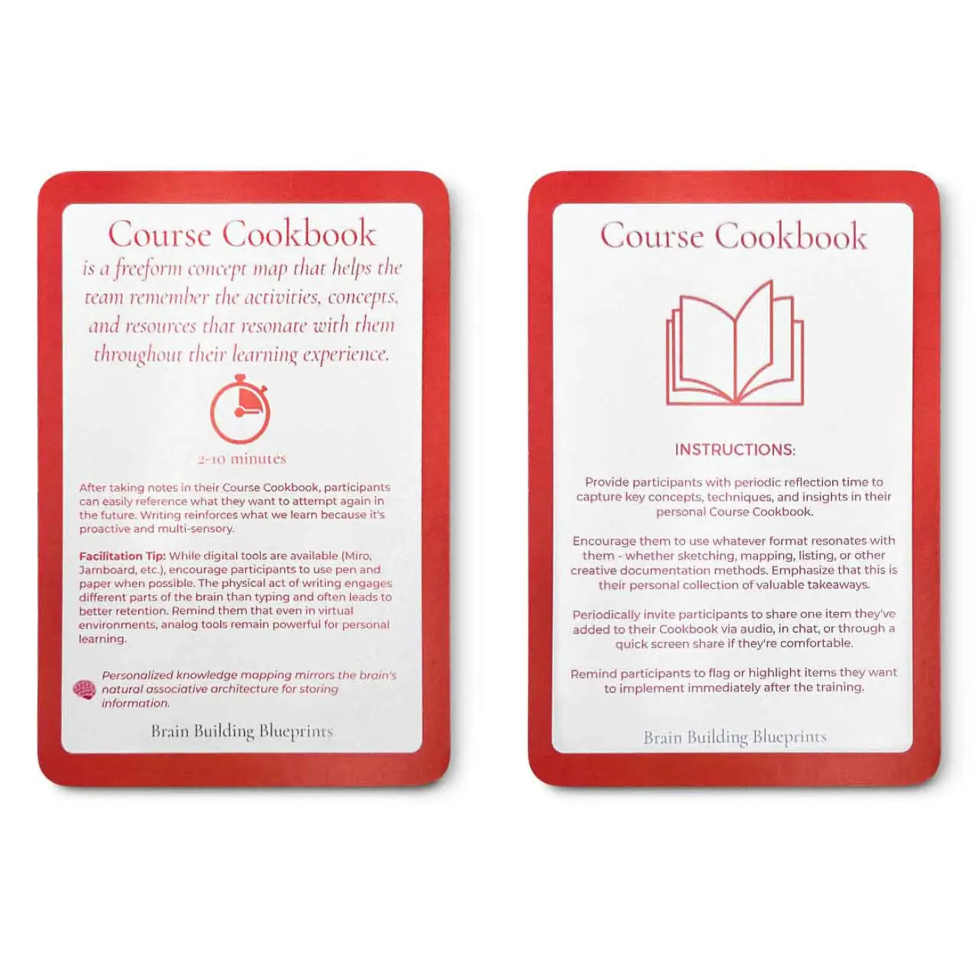 Brain Building Blueprint Cards - Sample Card - Course Cookbook Activity