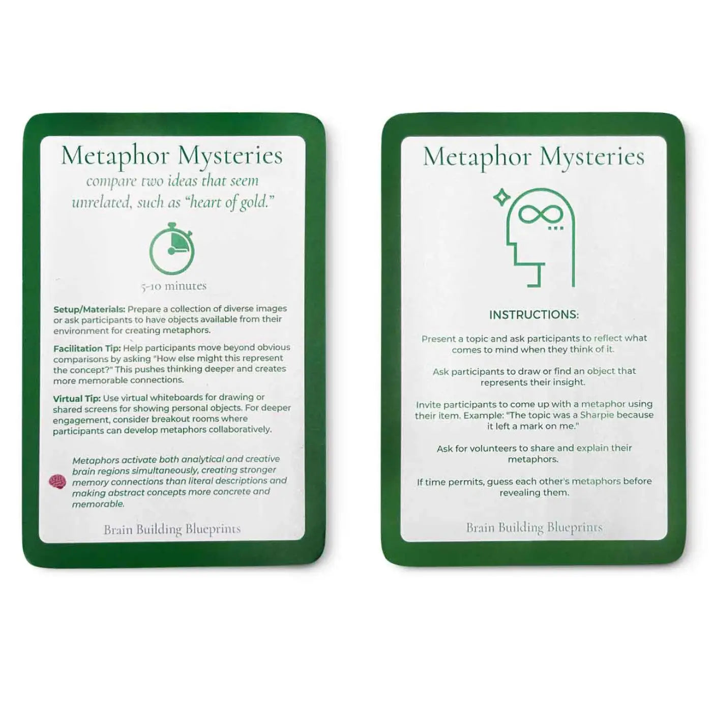 Brain Building Blueprint Cards - Sample Card - Metaphor Mysteries Activity