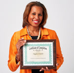 Woman holding Certificate Plaque