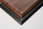 Certificate Plaque; corners of walnut and black plaquees