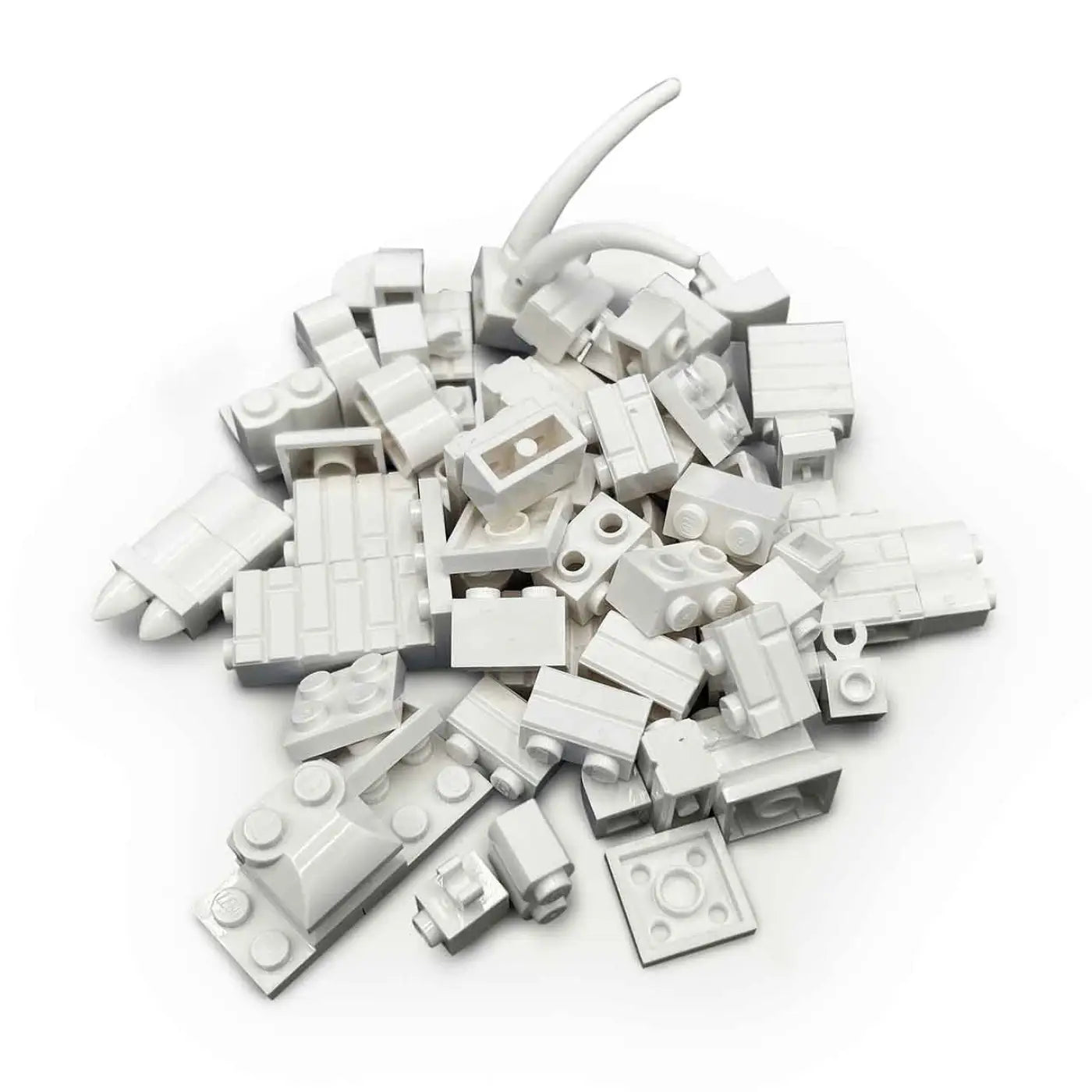 Pile of white  LEGO pieces