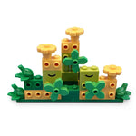 Structure made from yellow and green LEGO bricks