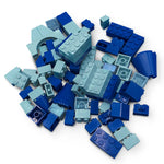 Pile of light blue and dark blue LEGO bricks