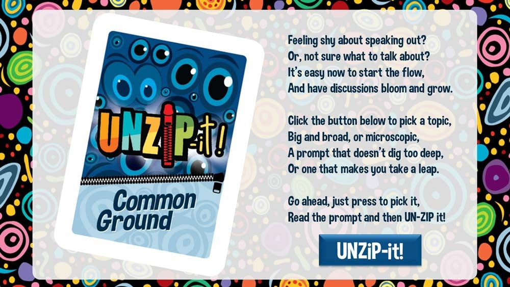 UNZiP-it! Remote w/ Common Ground Prompts - splash page