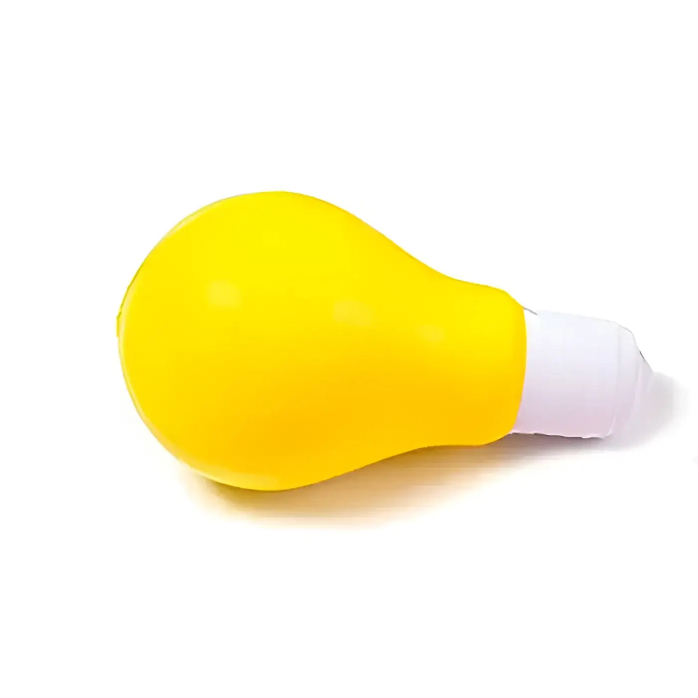Yellow foam Lightbulb Stress Reliever, on side