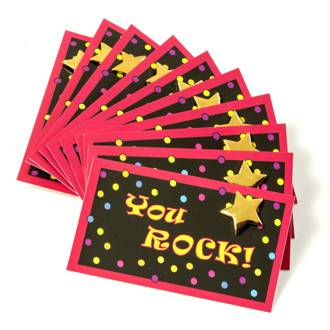 You Rock Cards and Gold Star Lapel Pins