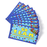 Go T.E.A.M. cards and TEAM lapel pins