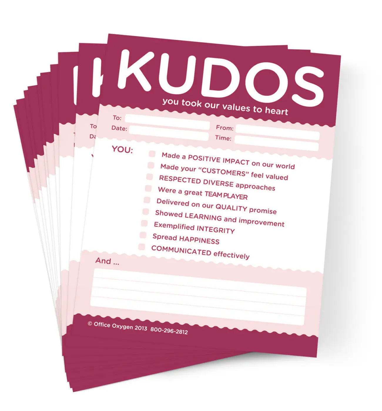 Kudos for Values; 10 pads
