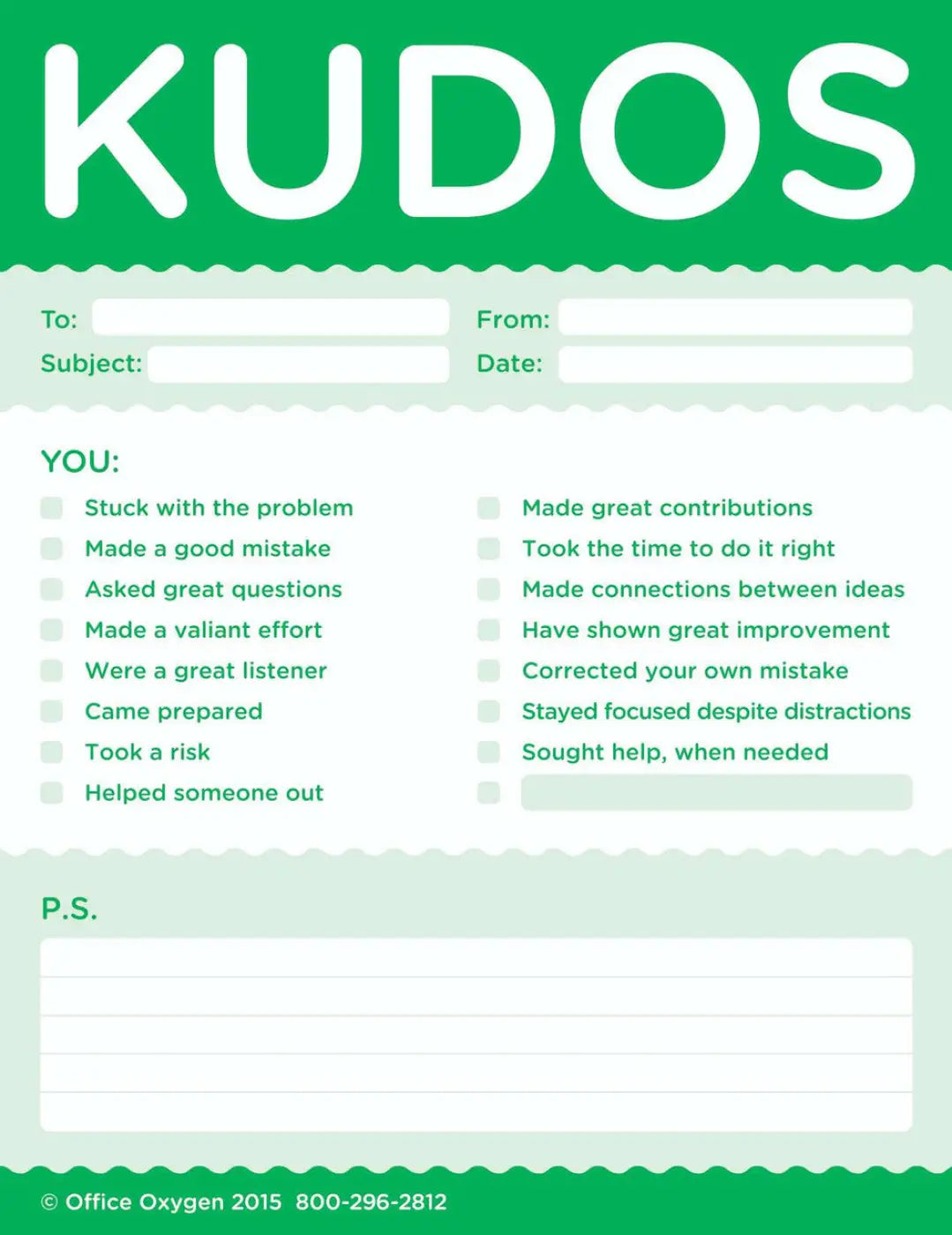 Kudos Notes for Growth and Learning Closeup