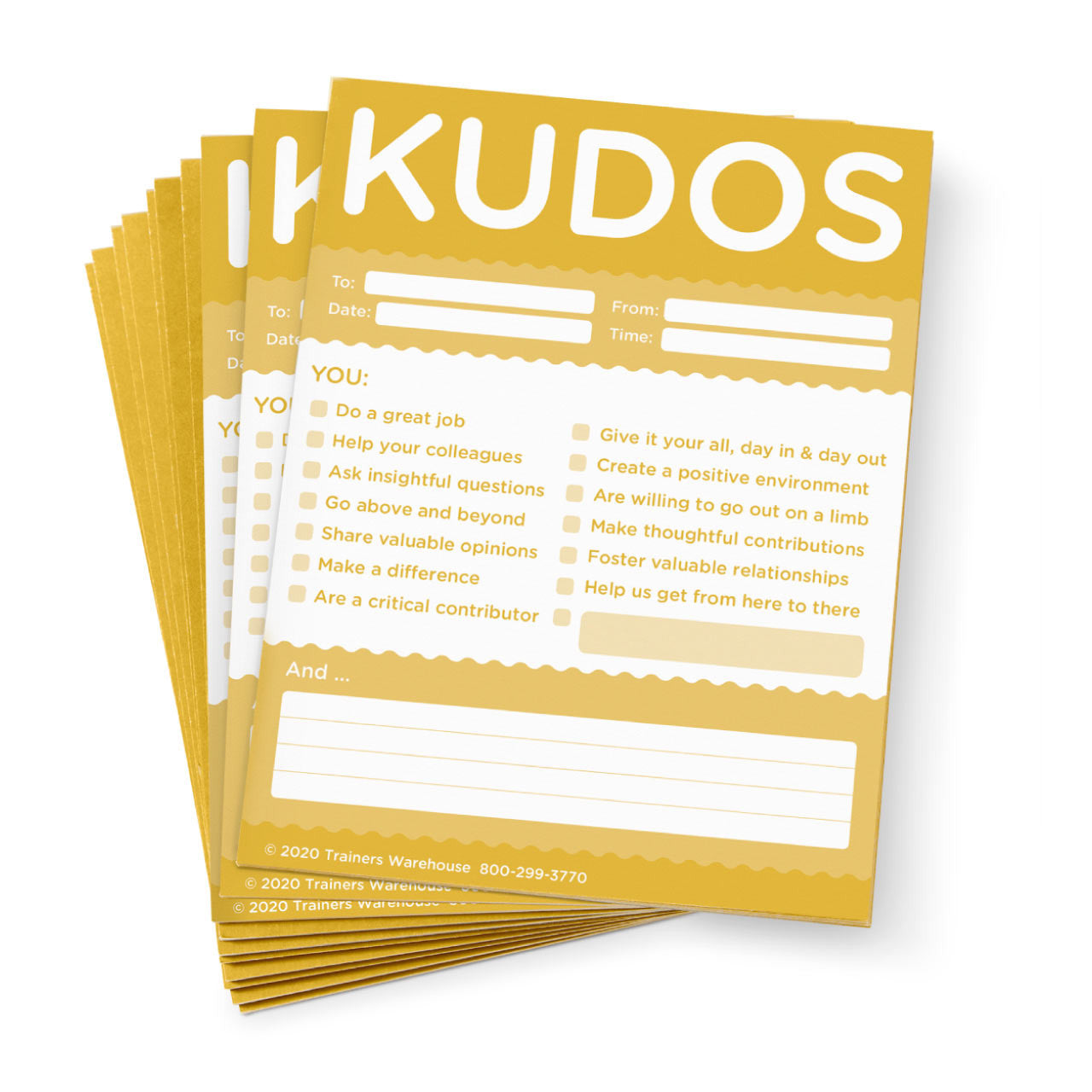 Kudos for Teams- set of 10 Note Pads (Gold)