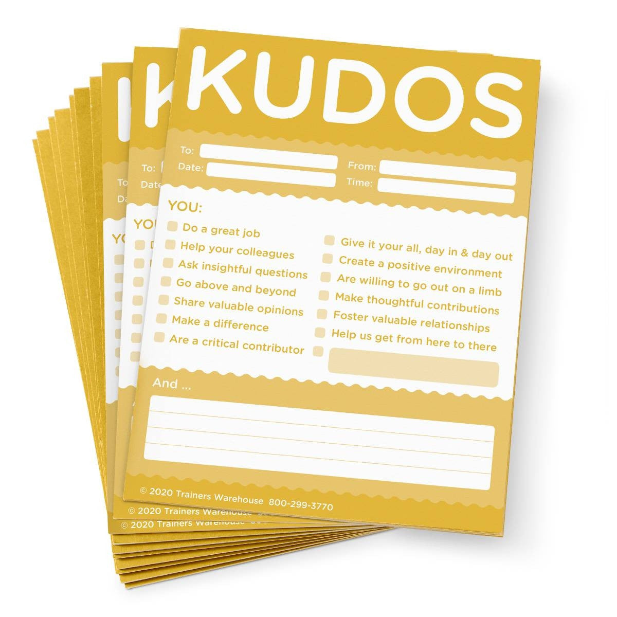 Kudos for Teams- set of 10 Note Pads (Gold)