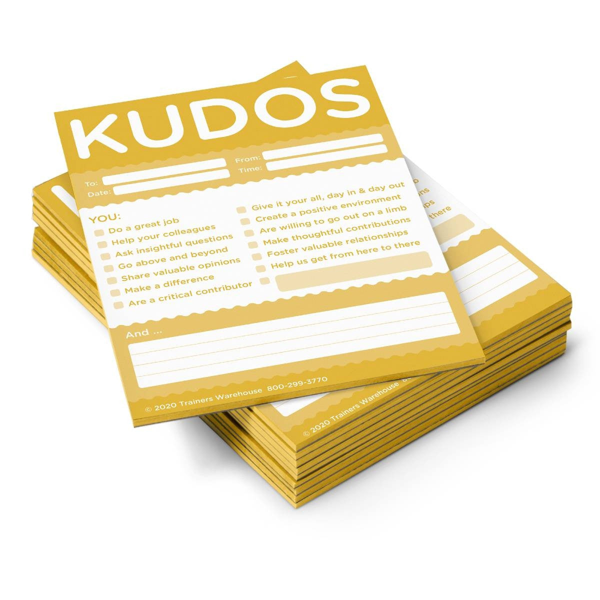 Kudos for Teams- set of 10 Note Pads (Gold)