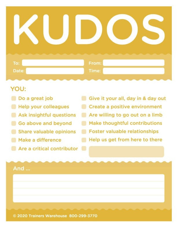 Kudos for Teams- set of 10 Note Pads (Gold)