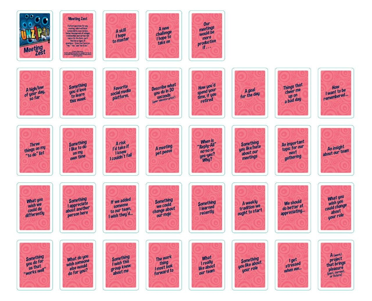 UNZiP-it! with Meeting Zest Card Deck