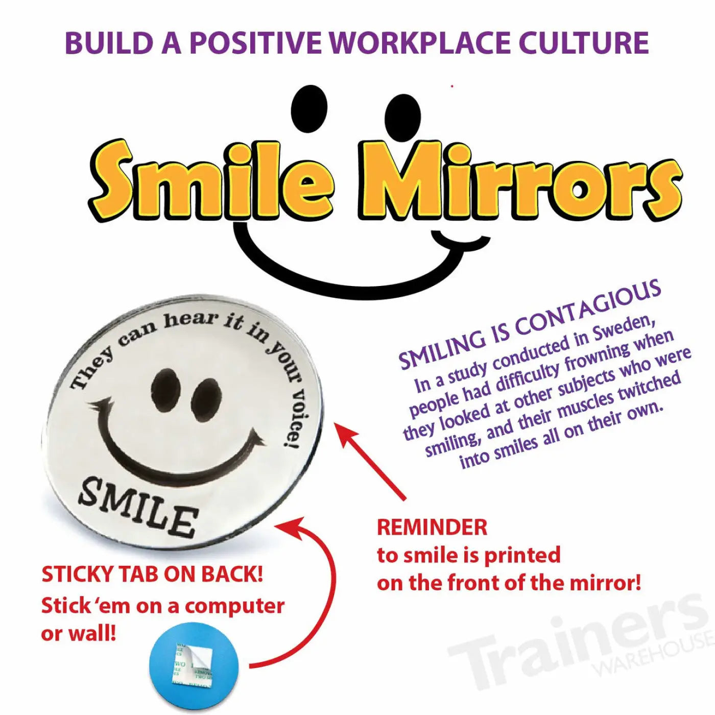 Mini Round Smile Mirrors (10/set) - Debrief-Facilitation - Trainers Warehouse