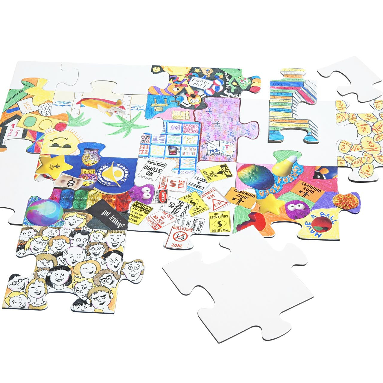 Community Puzzle; example of colored pieces