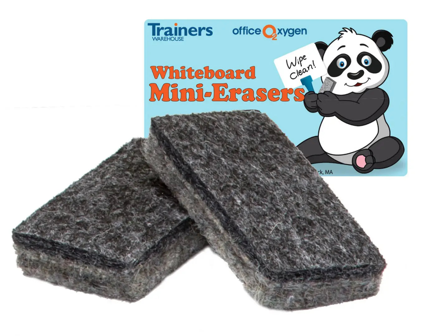 Personal Whiteboard Mini Erasers; close-up of two