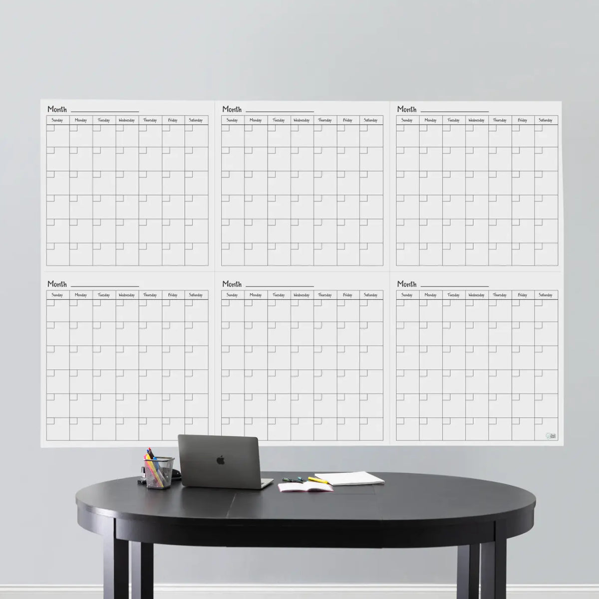 Premium Calendar XL - 6 Month Calendar / 4’ x 6’ / White - Think Board - Trainers Warehouse