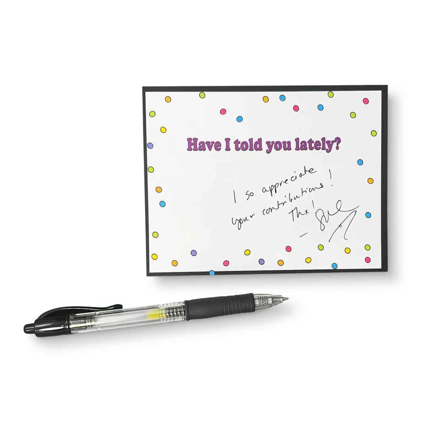 Raving Rhymes - back of card with pen in front (not included)