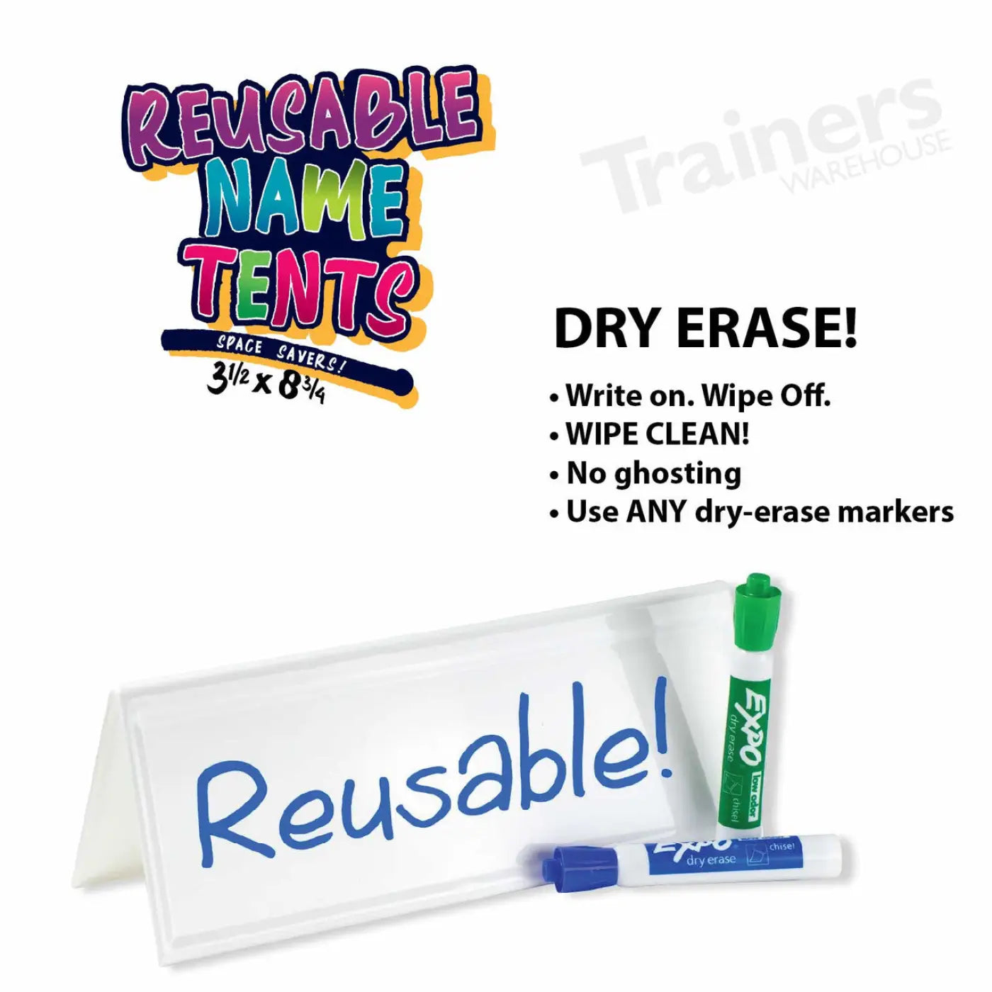 Reusable Tent Card (Space Saver - 10/set) - Tents - Trainers Warehouse
