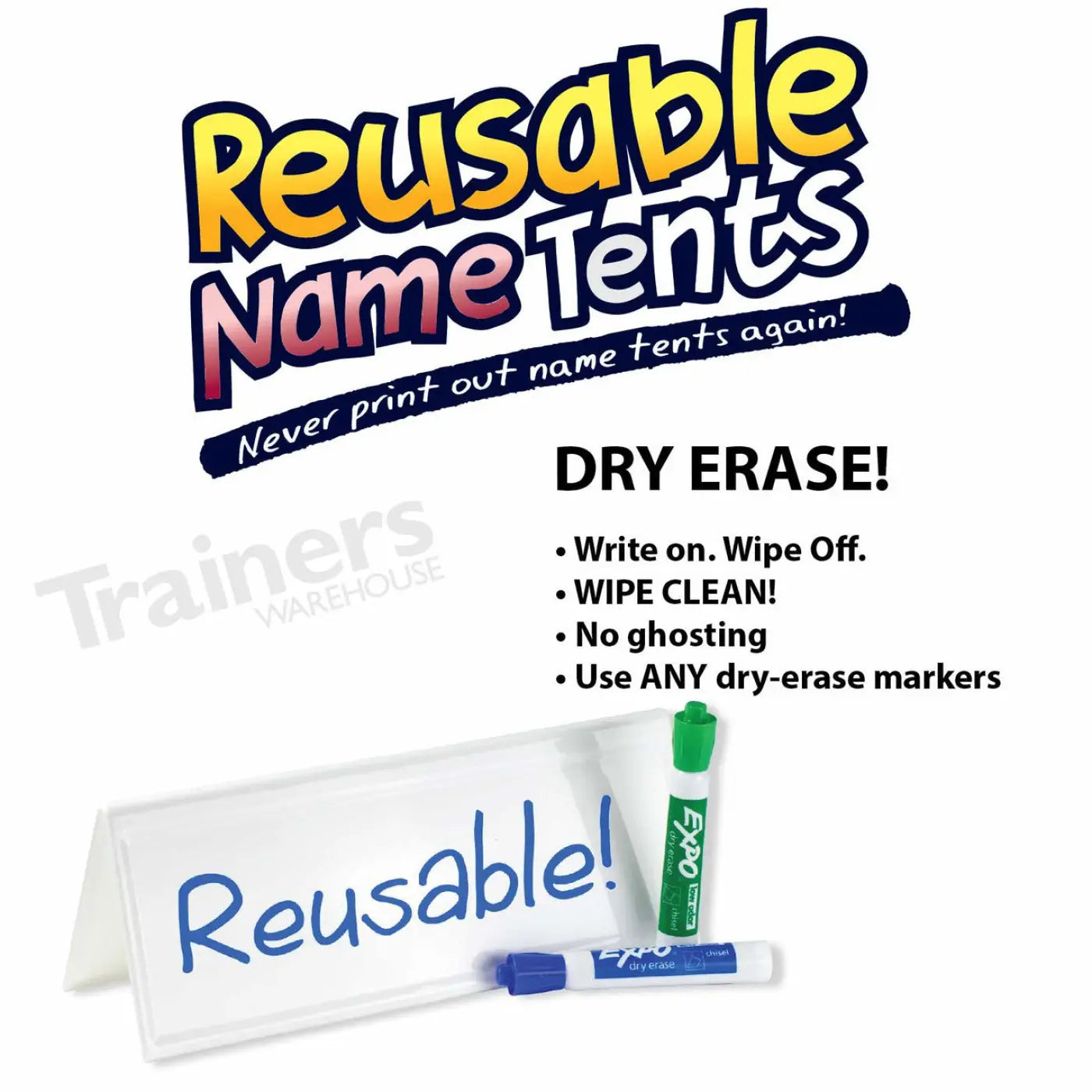 Reusable Tent Cards (LARGE 24/set) - Tents - Trainers Warehouse