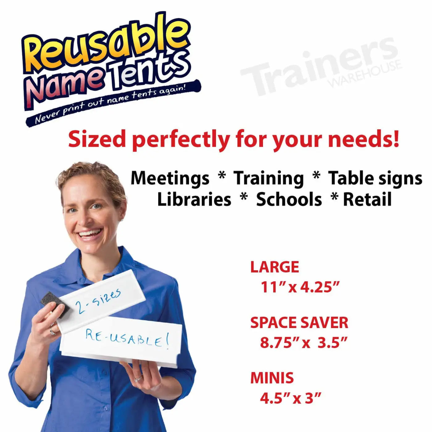 Reusable Tent Cards (LARGE 24/set) - Tents - Trainers Warehouse