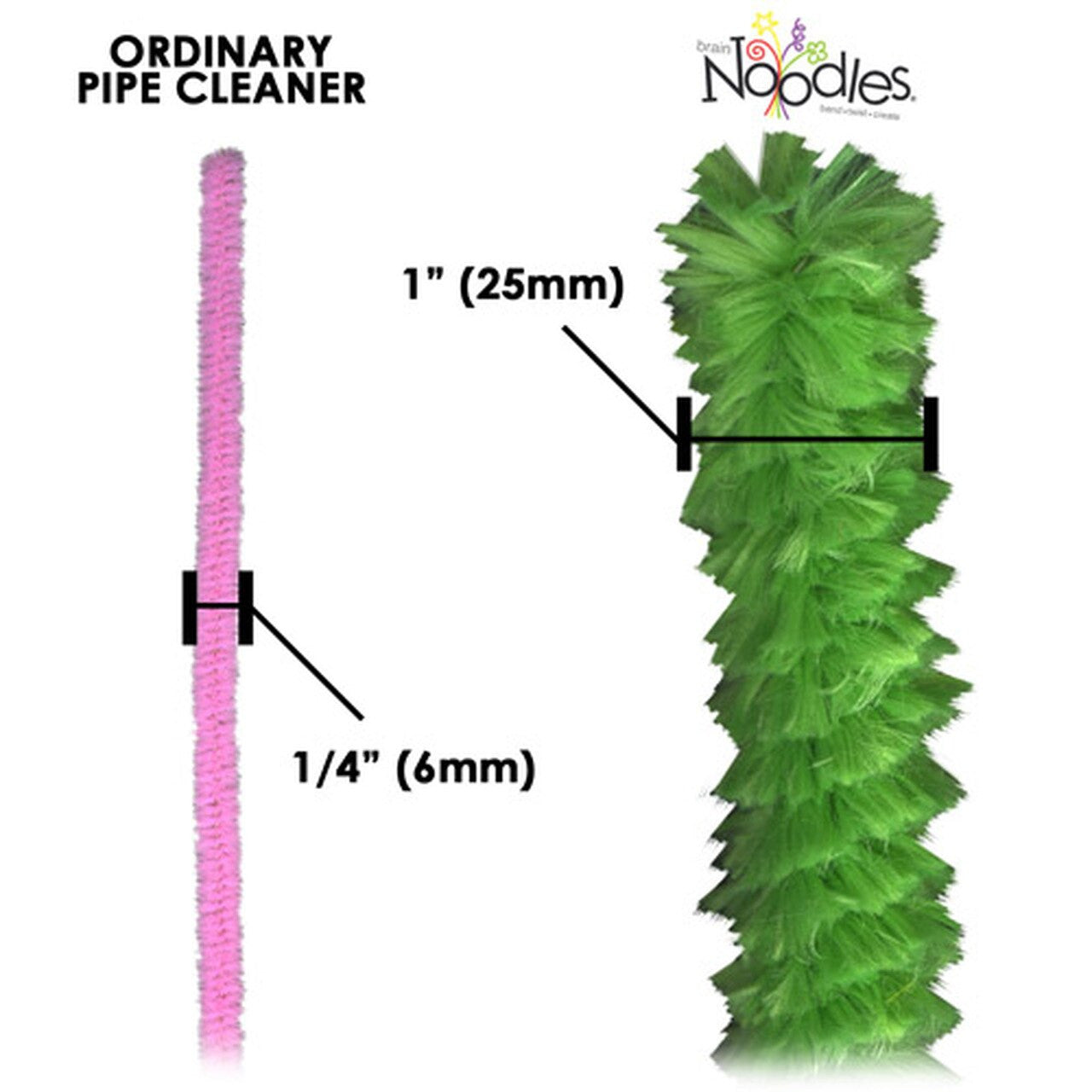 Brain Noodles; comparison to regular pipe cleaner